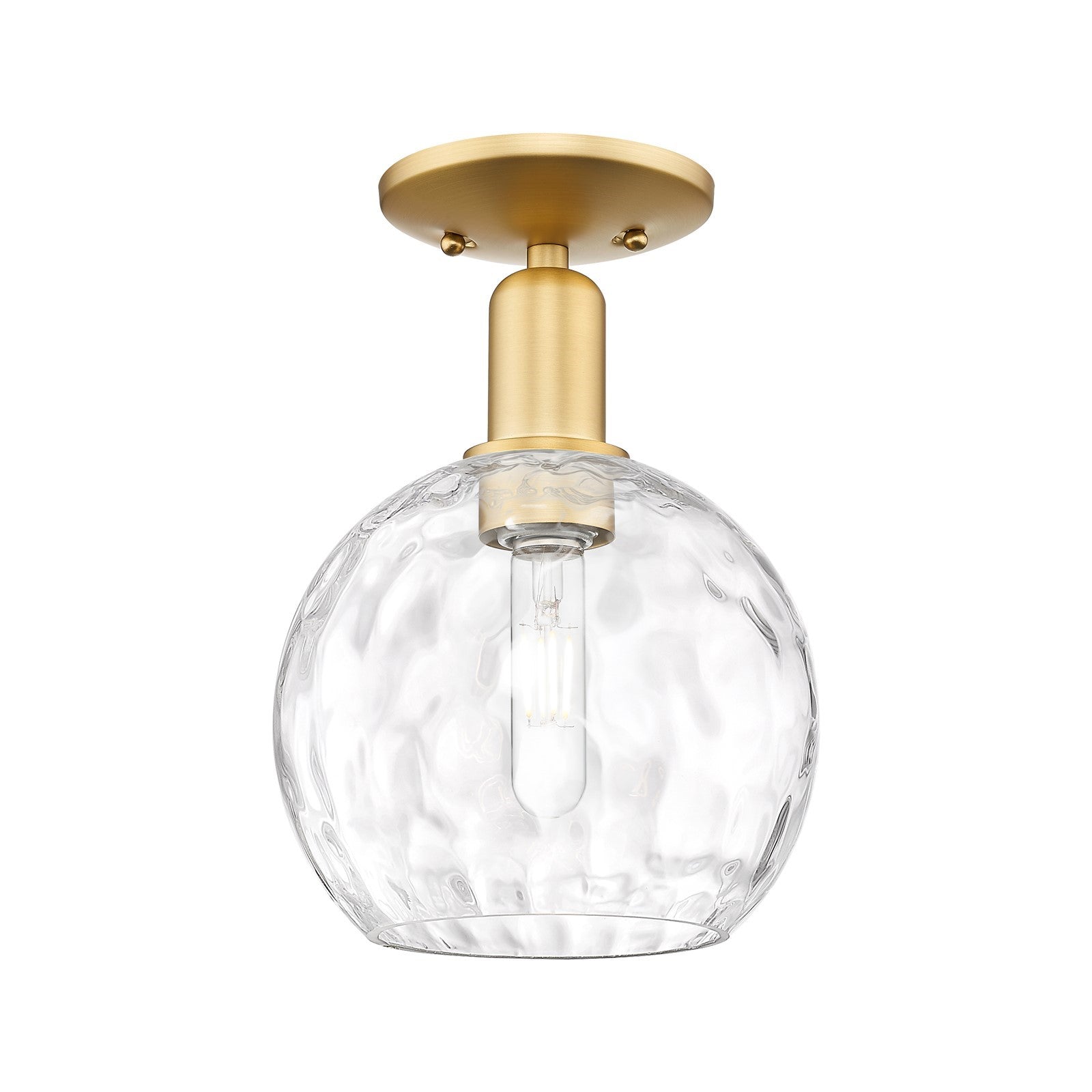 Innovations Athens 8in 1-Light Semi-Flush Mount | Industrial Satin Gold Steel and Clear Water Glass | Entryway & Hallway | 8 x 8 | Model 716-1C-SG-G1215-8