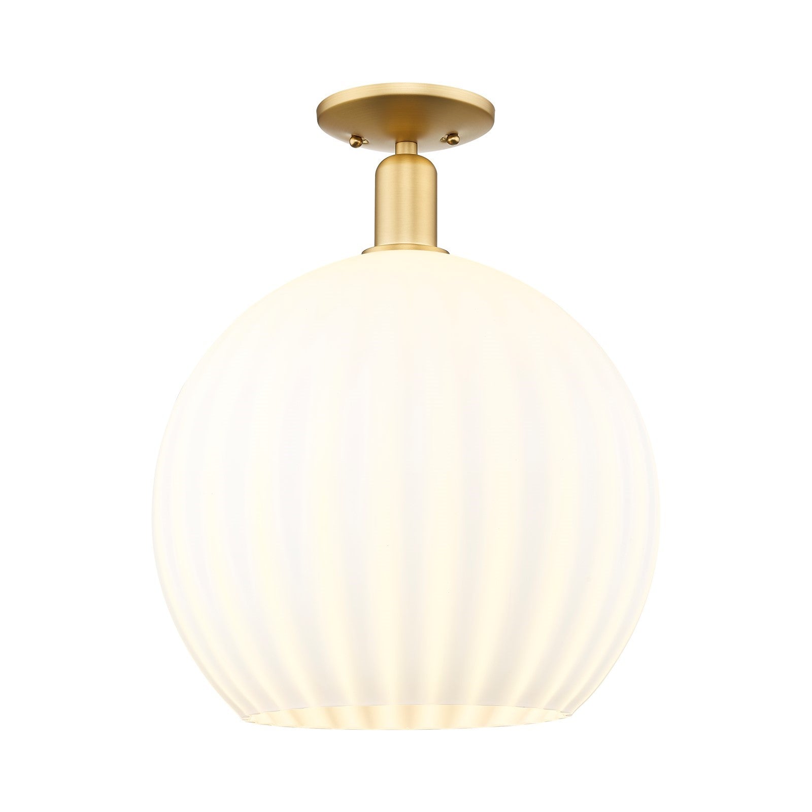 Innovations Arcadia 14in 1-Light Semi-Flush Mount | Industrial Satin Gold Steel and White Venetian Glass | Entryway & Hallway | Model 716-1C-SG-G1217-14WV