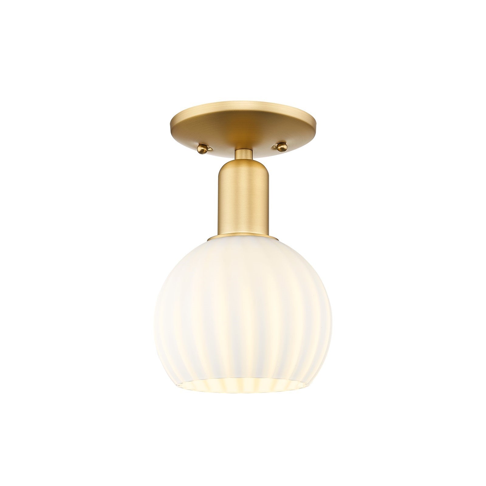 Innovations Lighting Arcadia 6in 1-Light Semi-Flush Mount | Industrial Satin Gold Steel and White Venetian Glass | Entryway & | Model 716-1C-SG-G1217-6WV