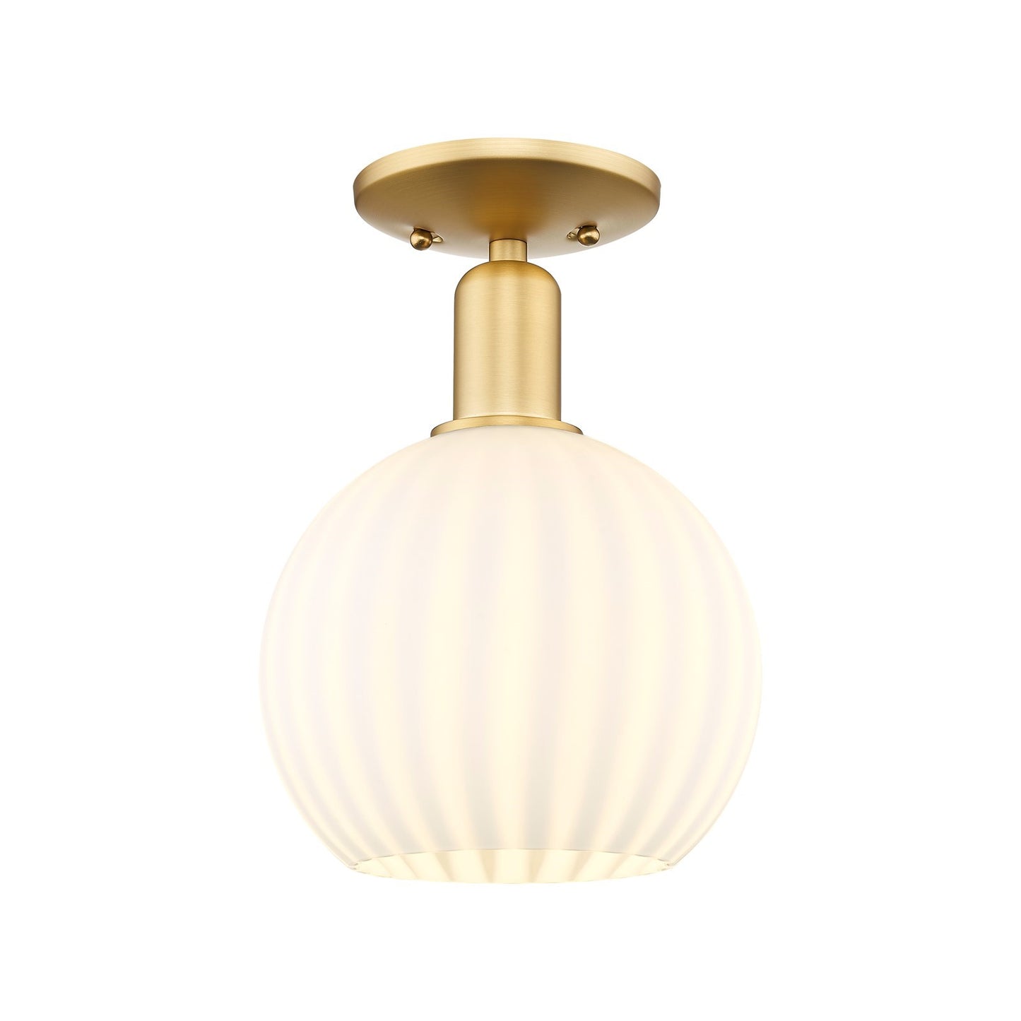 Innovations Lighting Arcadia 8in 1-Light Semi-Flush Mount | Industrial Satin Gold Steel and White Venetian Glass | Entryway & | Model 716-1C-SG-G1217-8WV