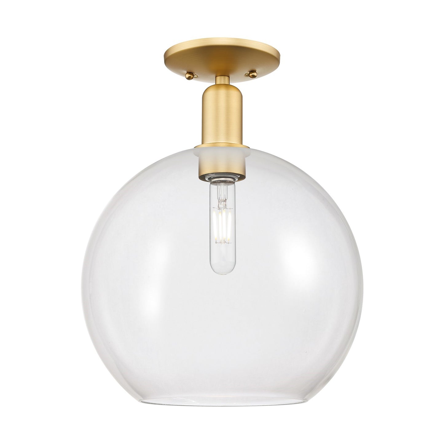 Innovations Athens 12in 1-Light Semi-Flush Mount | Industrial Satin Gold Steel and Clear Glass | Entryway & Hallway | 11.75 x | Model 716-1C-SG-G122-12