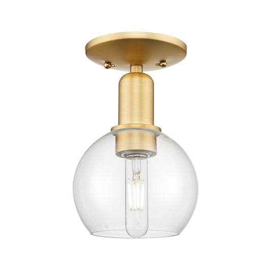 Innovations Athens 6in 1-Light Semi-Flush Mount | Industrial Satin Gold Steel and Clear Glass | Entryway & Hallway | 5.88 x 9.38 | Model 716-1C-SG-G122-6