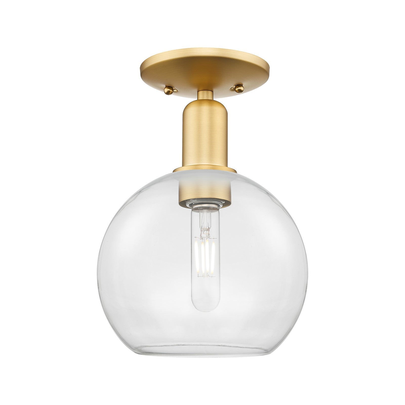 Innovations Athens 8in 1-Light Semi-Flush Mount | Industrial Satin Gold Steel and Clear Glass | Entryway & Hallway | 8 x 8 x 11.5 | Model 716-1C-SG-G122-8