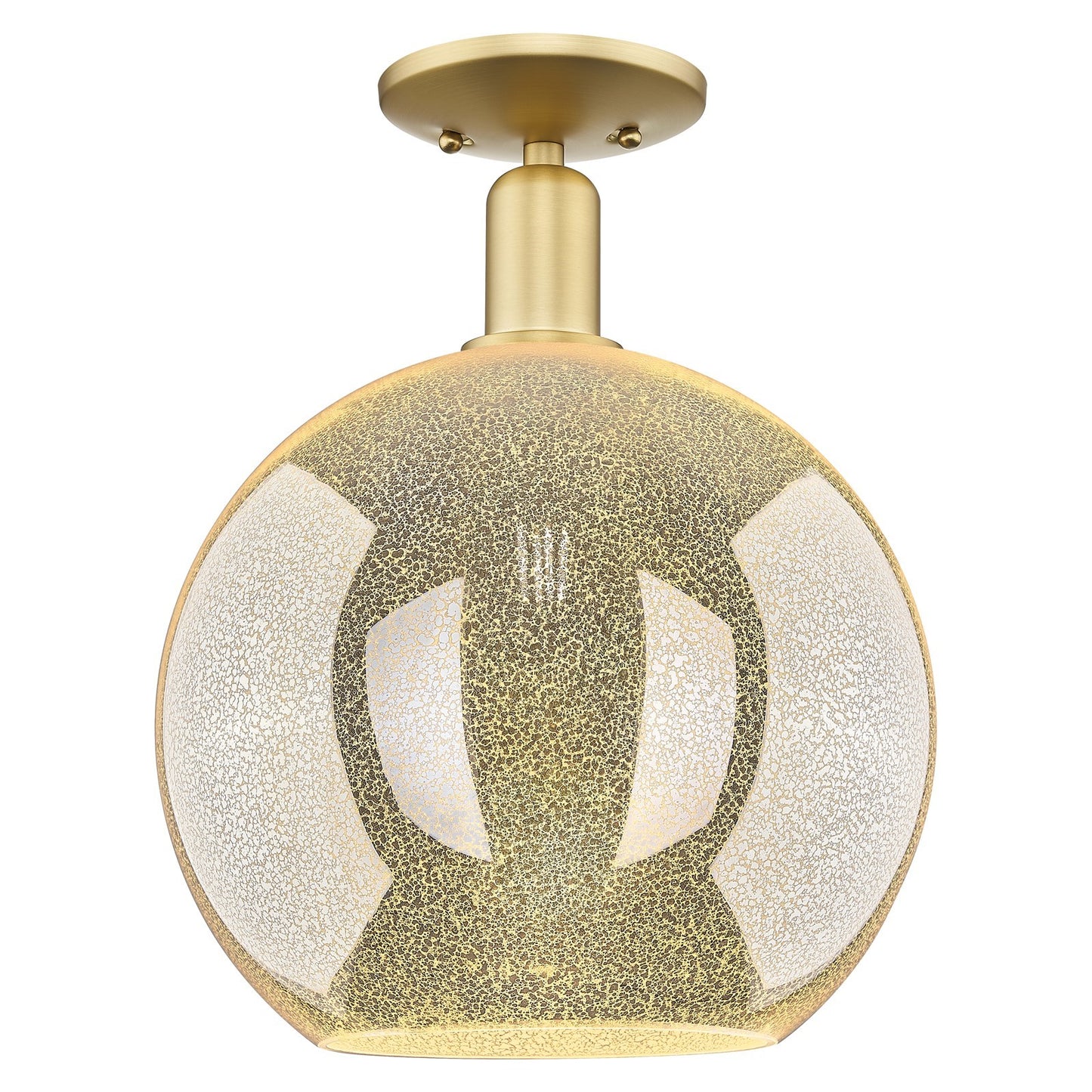 Innovations Athens 12in 1-Light Semi-Flush Mount | Industrial Satin Gold Steel and Mercury Glass | Entryway & Hallway | 11.75 x | Model 716-1C-SG-G128-12