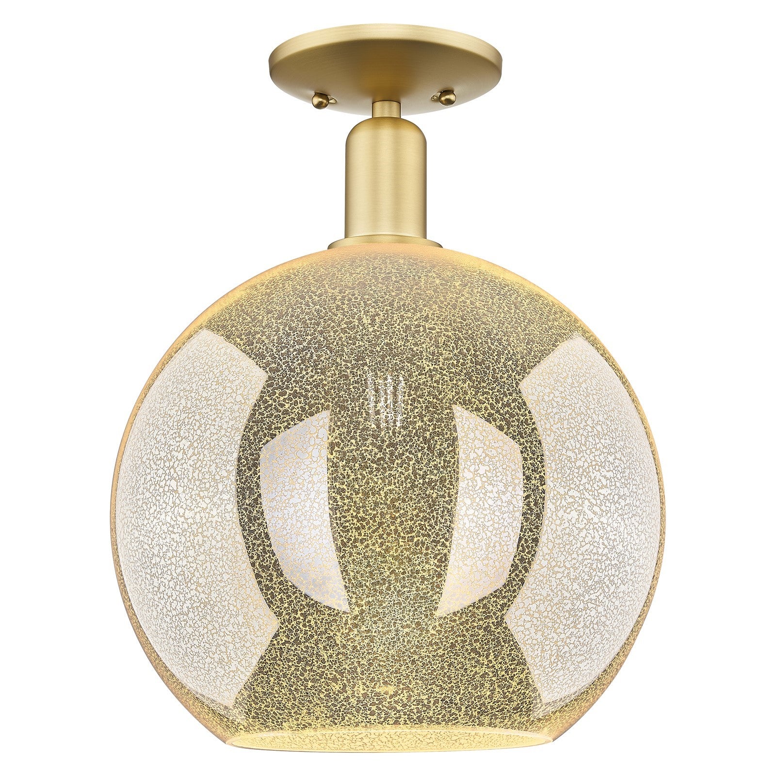 Innovations Athens 12in 1-Light Semi-Flush Mount | Industrial Satin Gold Steel and Mercury Glass | Entryway & Hallway | 11.75 x | Model 716-1C-SG-G128-12