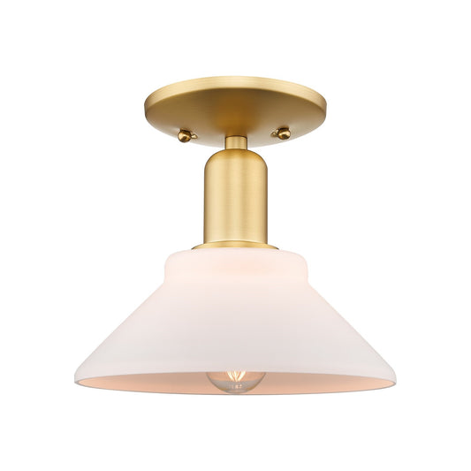 Innovations Orwell 8in 1-Light Semi-Flush Mount | Industrial Satin Gold Steel and Matte White Glass | Entryway & Hallway | 8.38 x | Model 716-1C-SG-G131