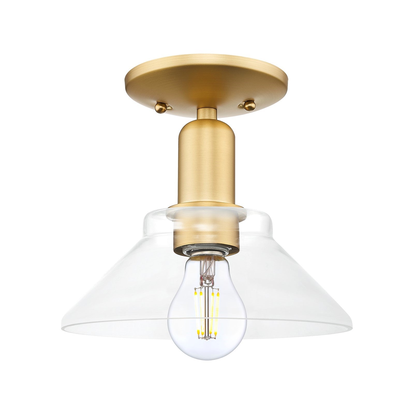 Innovations Orwell 8in 1-Light Semi-Flush Mount | Industrial Satin Gold Steel and Clear Glass | Hallway & Entryway | 8.38 x 8.5 in | Model 716-1C-SG-G132