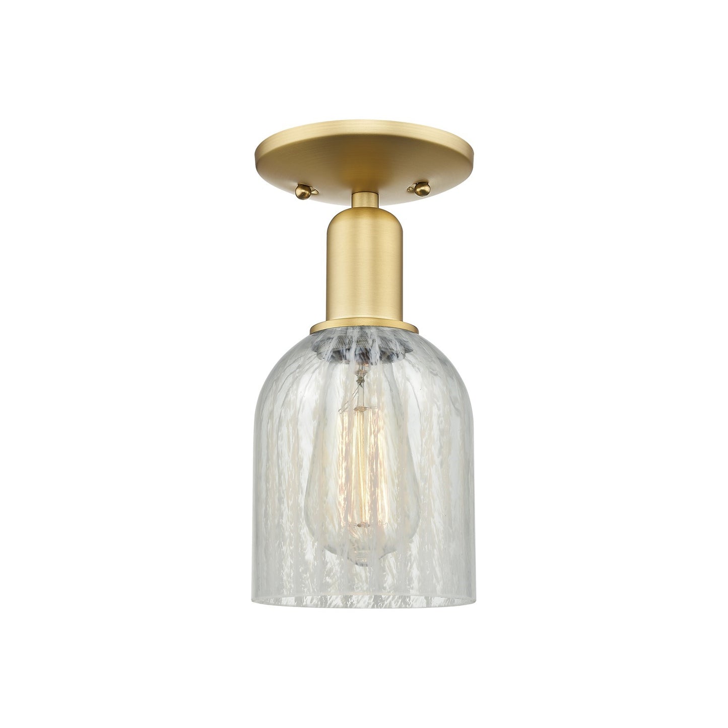 Innovations Caledonia 5in 1-Light Semi-Flush Mount | Industrial Satin Gold Steel and Cast Brass with Mouchette Glass Shade | Model 716-1C-SG-G2511