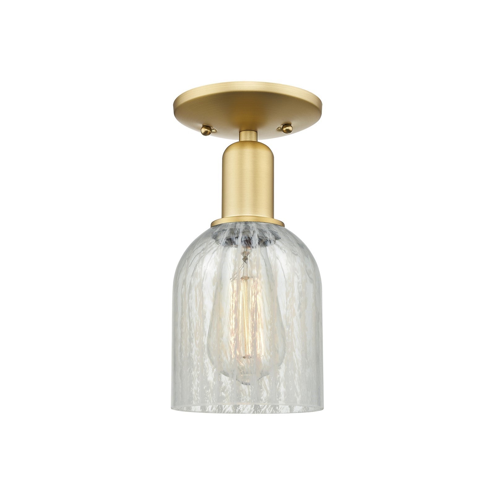 Innovations Caledonia 5in 1-Light Semi-Flush Mount | Industrial Satin Gold Steel and Cast Brass with Mouchette Glass Shade | Model 716-1C-SG-G2511