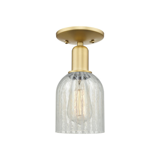 Innovations Caledonia 5in 1-Light Semi-Flush Mount | Industrial Satin Gold Steel and Cast Brass with Mouchette Glass Shade | Model 716-1C-SG-G2511