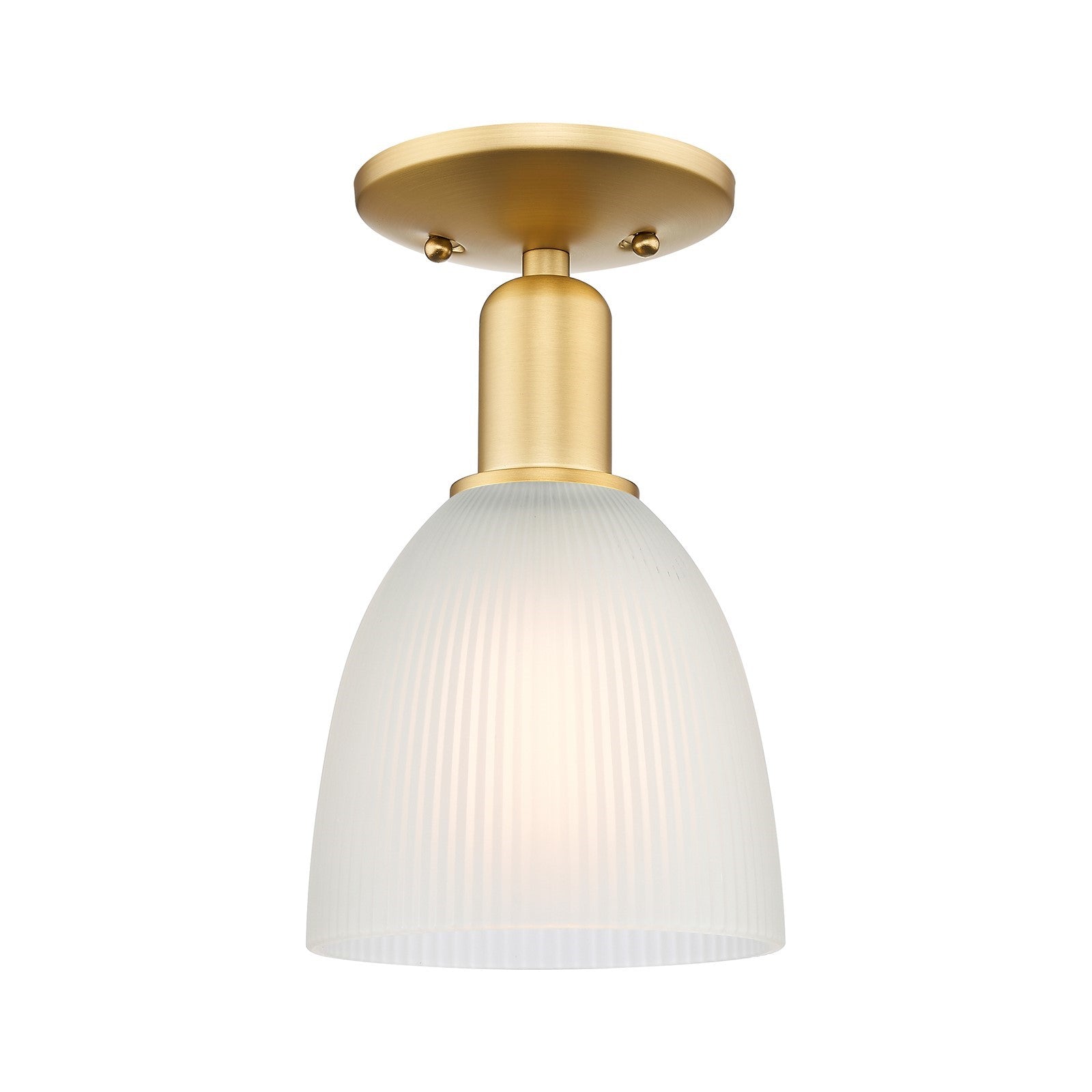 Innovations Castile 6in 1-Light Semi-Flush Mount | Industrial Satin Gold Steel and White Glass | Entryway & Hallway | 6 x 10.5 in | Model 716-1C-SG-G381