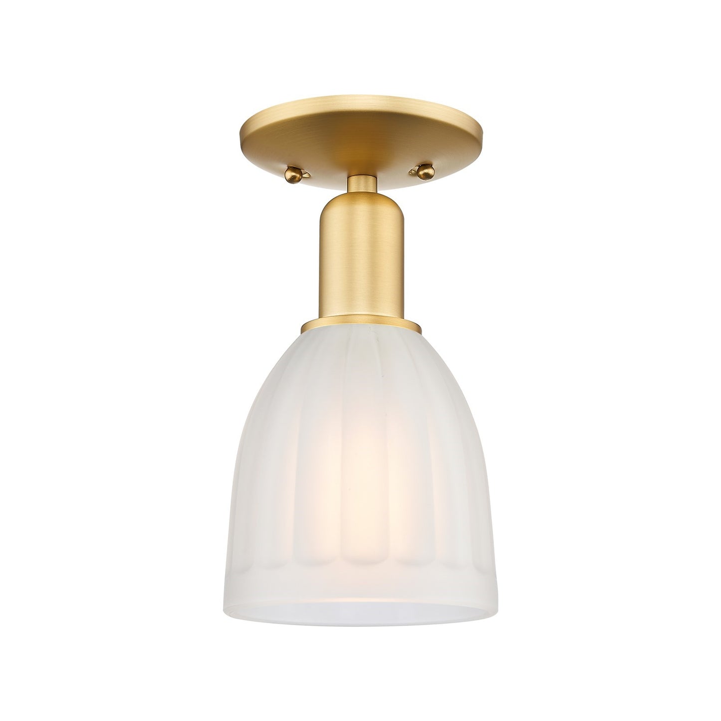 Innovations Brookfield 6in 1-Light Semi-Flush Mount | Industrial Satin Gold Steel and White Frosted Glass | Entryway & Hallway | Model 716-1C-SG-G441