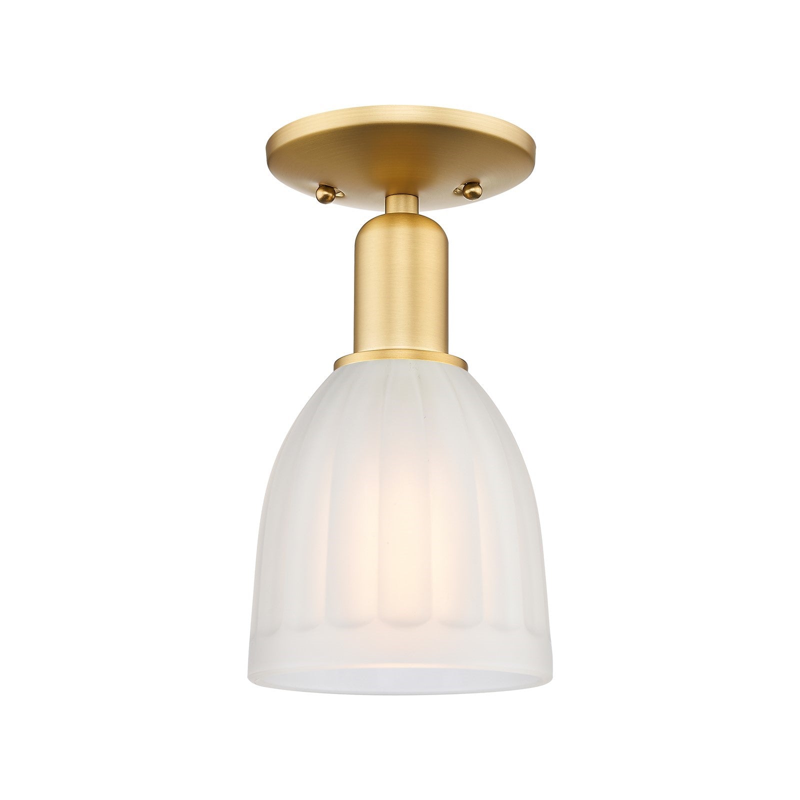 Innovations Brookfield 6in 1-Light Semi-Flush Mount | Industrial Satin Gold Steel and White Frosted Glass | Entryway & Hallway | Model 716-1C-SG-G441
