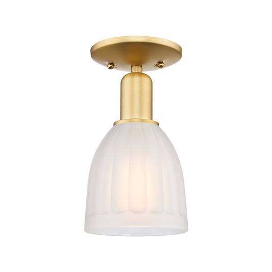 Innovations Brookfield 6in 1-Light Semi-Flush Mount | Industrial Satin Gold Steel and White Frosted Glass | Entryway & Hallway | Model 716-1C-SG-G441