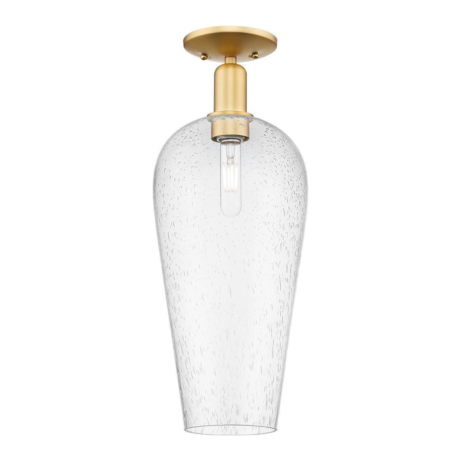 Innovations Chelsea 8in 1-Light Semi-Flush Mount | Industrial Satin Gold Steel and Seedy Glass | Entryway & Hallway | 8 x 8 x | Model 716-1C-SG-G456-8SDY