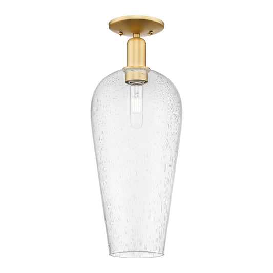 Innovations Chelsea 8in 1-Light Semi-Flush Mount | Industrial Satin Gold Steel and Seedy Glass | Entryway & Hallway | 8 x 8 x | Model 716-1C-SG-G456-8SDY