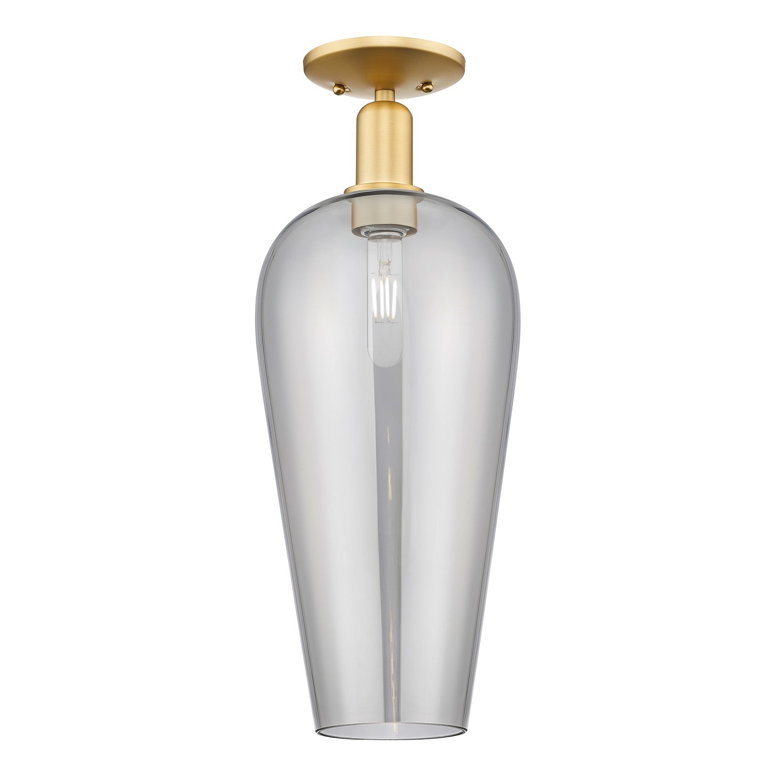 Innovations Chelsea 8in 1-Light Semi-Flush Mount | Industrial Satin Gold Steel and Light Smoke Glass | Entryway & Hallway | 8 x | Model 716-1C-SG-G456-8SM