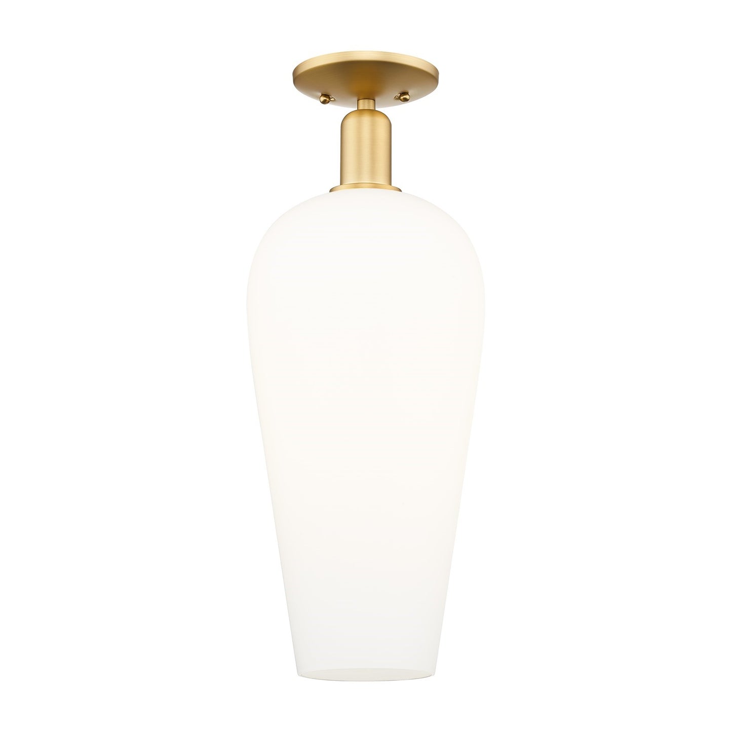 Innovations Chelsea 8in 1-Light Semi-Flush Mount | Industrial Satin Gold Steel and White Glass | Entryway & Hallway | 8 x 20.5 | Model 716-1C-SG-G456-8WH
