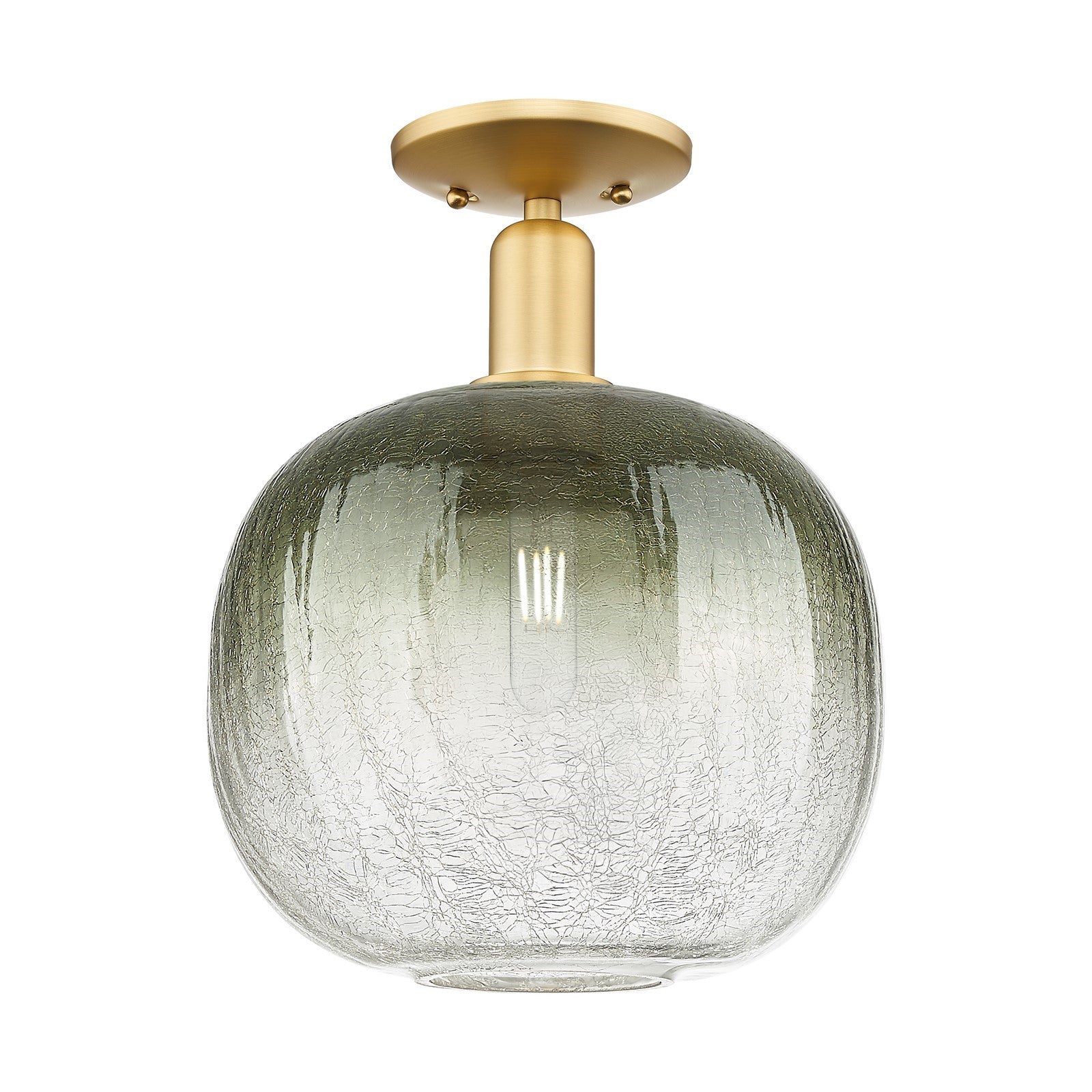Innovations Brookhaven Sphere 10.5in 1-Light Semi-Flush Mount | Industrial Satin Gold and Slate Glass | Entryway & Hallway | Model 716-1C-SG-G481-10SL