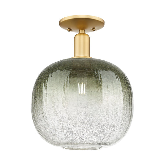 Innovations Brookhaven Sphere 10.5in 1-Light Semi-Flush Mount | Industrial Satin Gold and Slate Glass | Entryway & Hallway | Model 716-1C-SG-G481-10SL