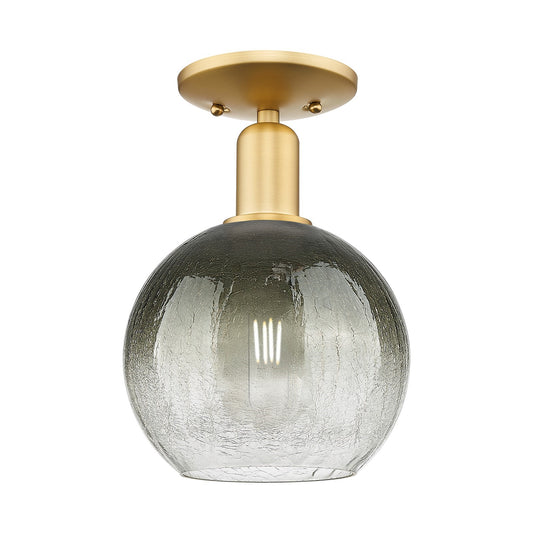 Innovations Brookhaven Globe 7.88in 1-Light Semi-Flush Mount | Industrial Satin Gold Steel and Slate Glass | Entryway & Hallway | Model 716-1C-SG-G483-8SL