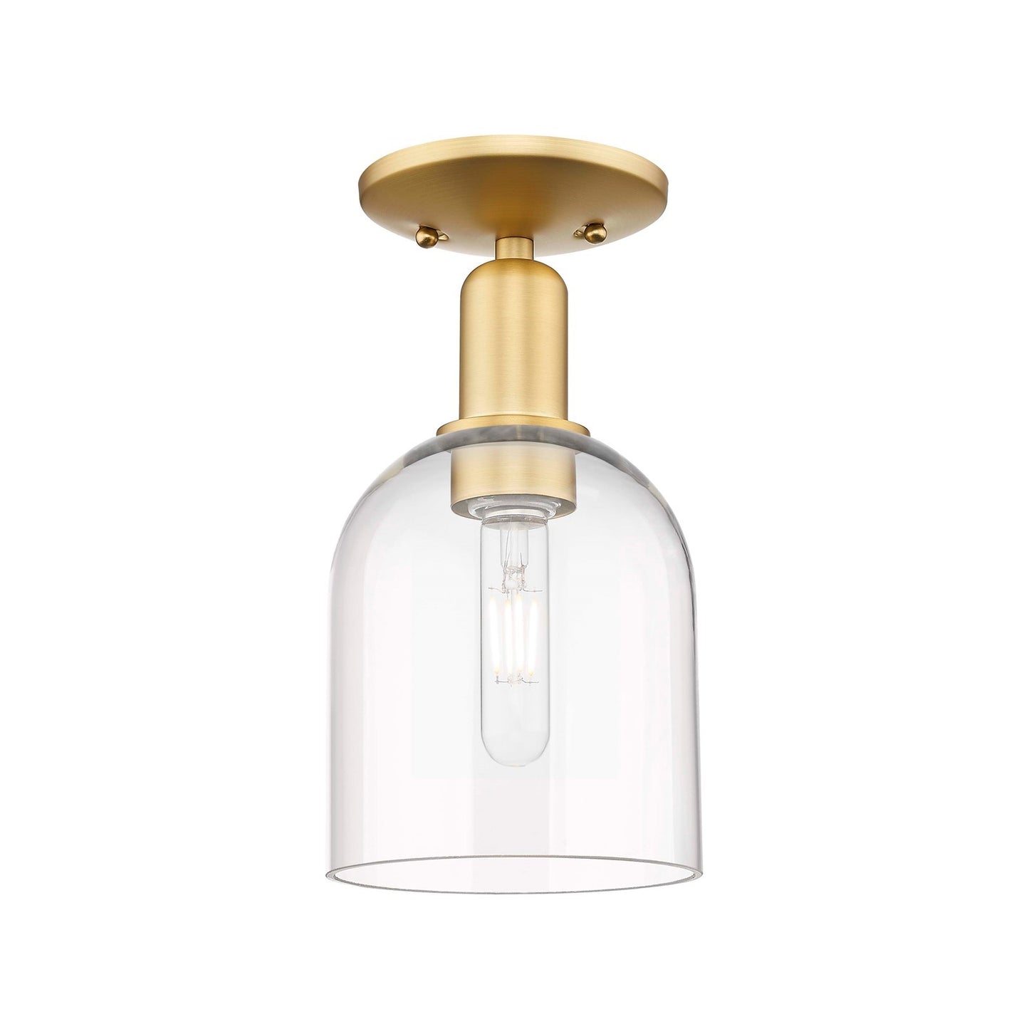 Innovations Bella 6in 1-Light Semi-Flush Mount | Industrial Satin Gold Steel and Clear Glass | Entryway & Hallway | 5.5 x 11 in | Model 716-1C-SG-G558-6CL