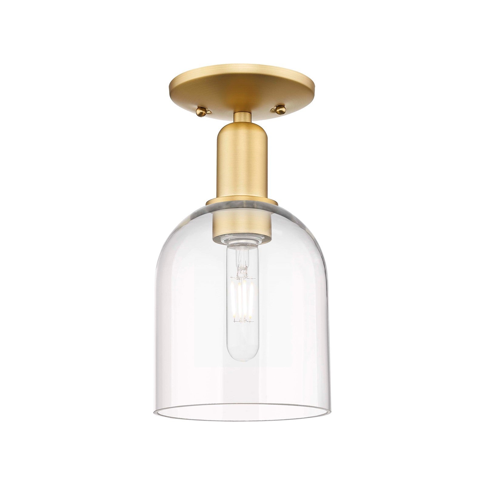 Innovations Bella 6in 1-Light Semi-Flush Mount | Industrial Satin Gold Steel and Clear Glass | Entryway & Hallway | 5.5 x 11 in | Model 716-1C-SG-G558-6CL