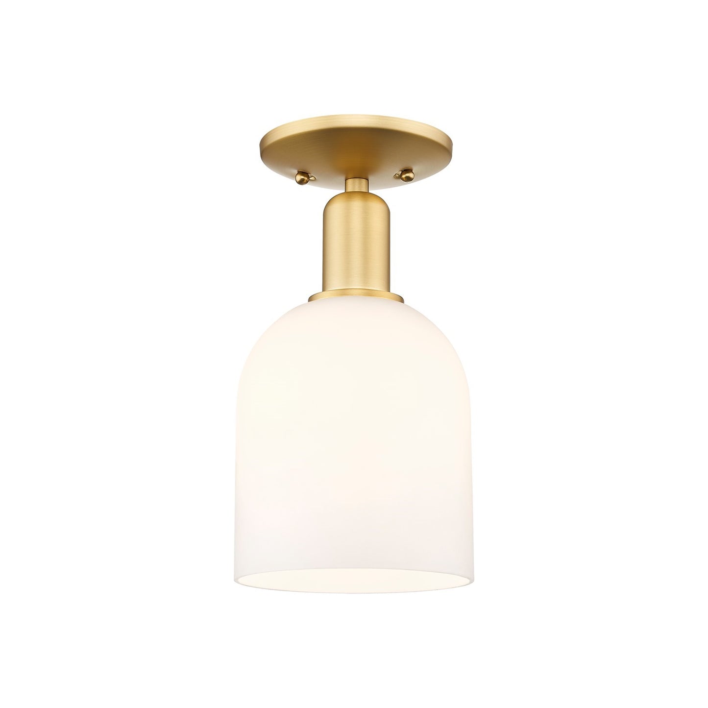 Innovations Bella 6in 1-Light Semi-Flush Mount | Industrial Satin Gold Steel and White Glass | Entryway & Hallway | 5.5 x 5.5 | Model 716-1C-SG-G558-6GWH