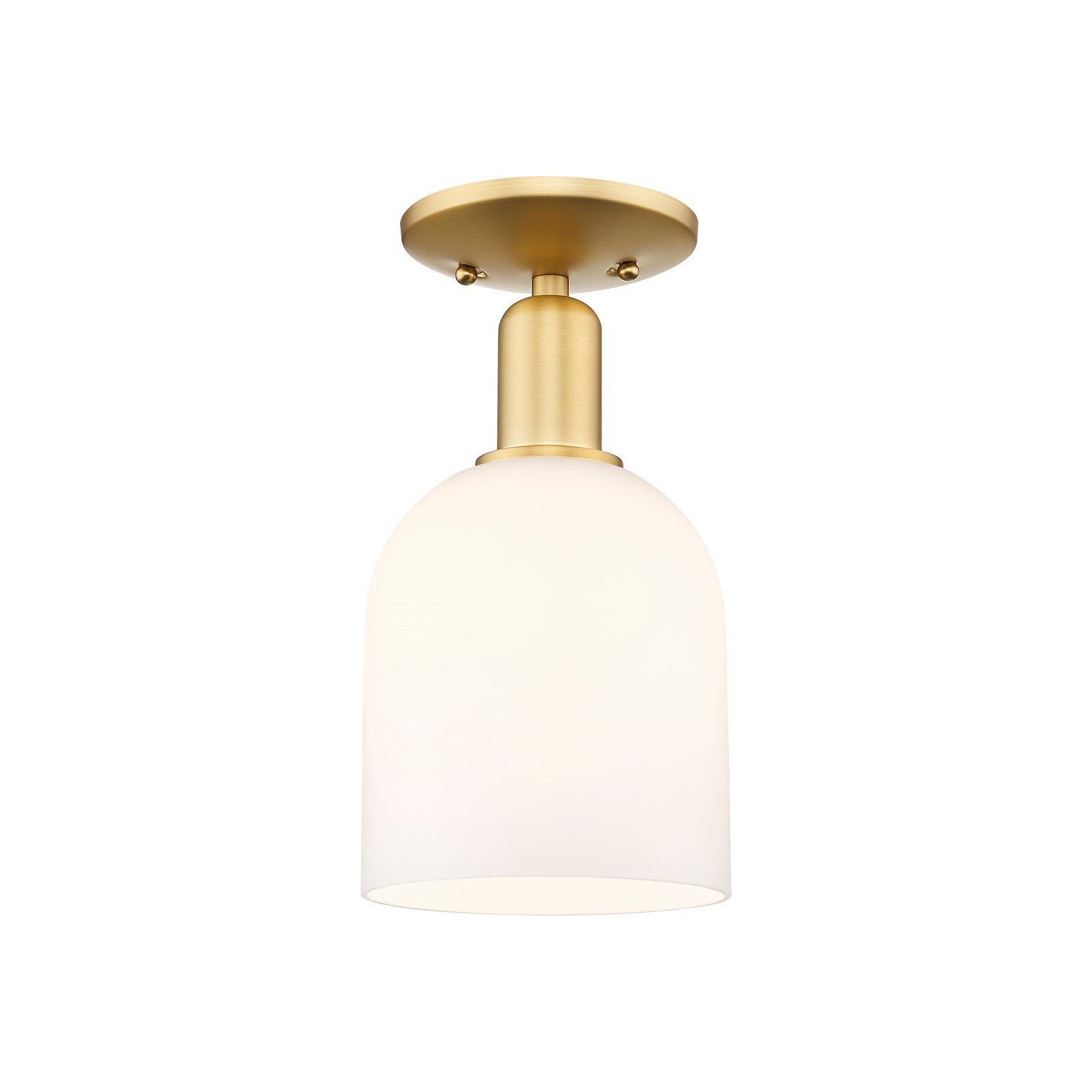 Innovations Bella 6in 1-Light Semi-Flush Mount | Industrial Satin Gold Steel and White Glass | Entryway & Hallway | 5.5 x 5.5 | Model 716-1C-SG-G558-6GWH