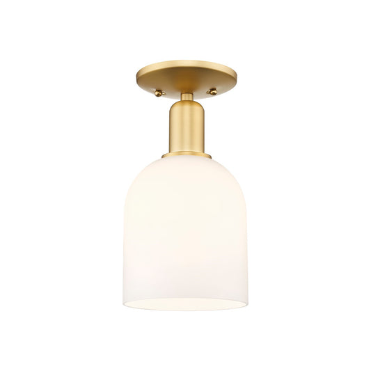 Innovations Bella 6in 1-Light Semi-Flush Mount | Industrial Satin Gold Steel and White Glass | Entryway & Hallway | 5.5 x 5.5 | Model 716-1C-SG-G558-6GWH