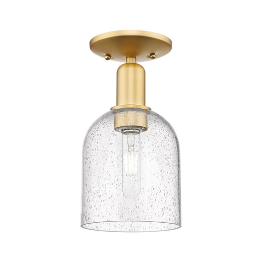 Innovations Bella 6in 1-Light Semi-Flush Mount | Industrial Satin Gold Steel and Seedy Glass | Entryway & Hallway | 5.5 x 5.5 | Model 716-1C-SG-G558-6SDY
