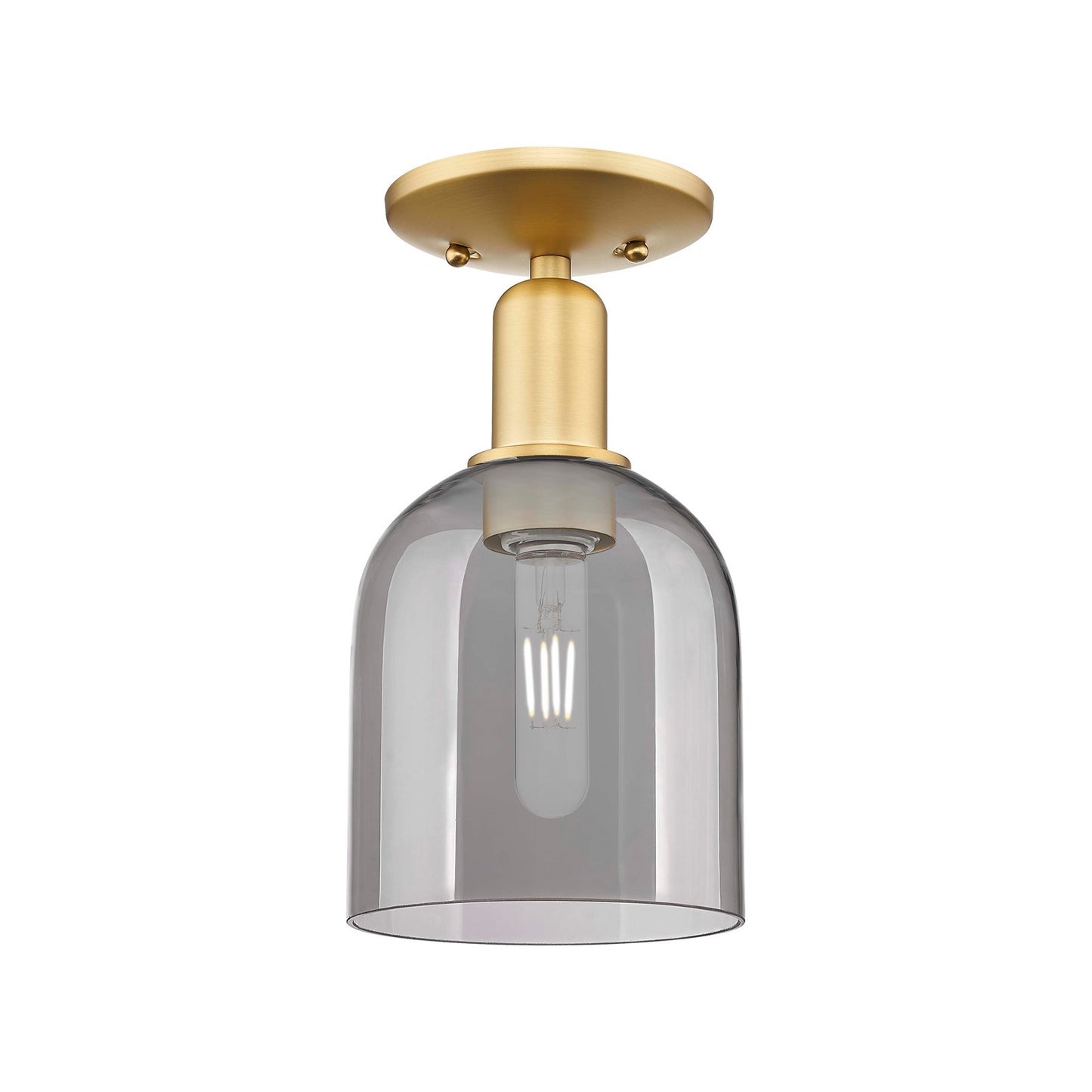 Innovations Bella 6in 1-Light Semi-Flush Mount | Industrial Satin Gold Steel and Light Smoke Glass | Entryway & Hallway | 5.5 x | Model 716-1C-SG-G558-6SM