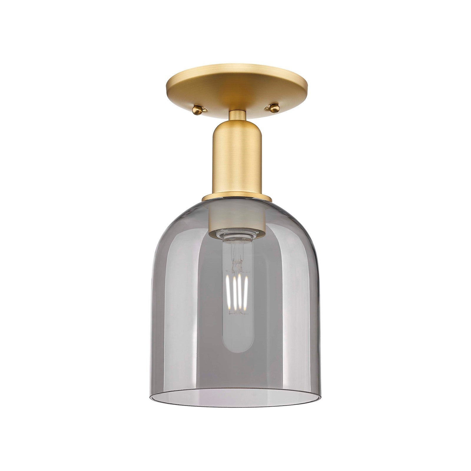 Innovations Bella 6in 1-Light Semi-Flush Mount | Industrial Satin Gold Steel and Light Smoke Glass | Entryway & Hallway | 5.5 x | Model 716-1C-SG-G558-6SM