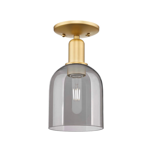 Innovations Bella 6in 1-Light Semi-Flush Mount | Industrial Satin Gold Steel and Light Smoke Glass | Entryway & Hallway | 5.5 x | Model 716-1C-SG-G558-6SM