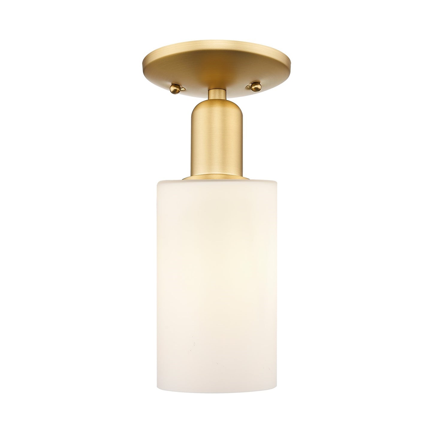 Innovations Clymer 4in 1-Light Semi-Flush Mount | Industrial Satin Gold Steel and Matte White Glass | Hallway & Bedroom Ceiling | Model 716-1C-SG-G801