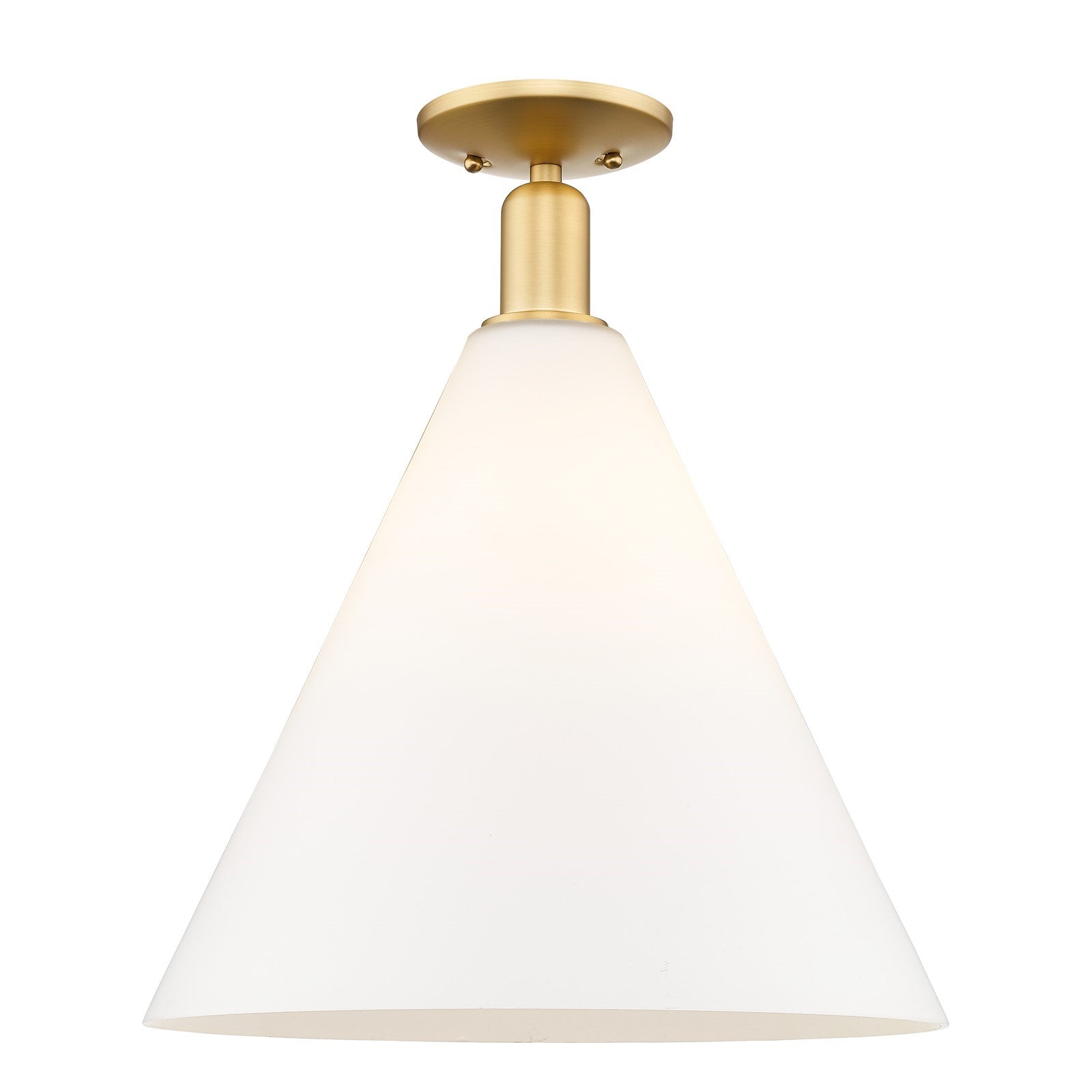 Innovations Berkshire Glass 16in 1-Light Semi-Flush | Industrial Satin Gold Steel and Matte White Glass | Entryway & Hallway | Model 716-1C-SG-GBC-161