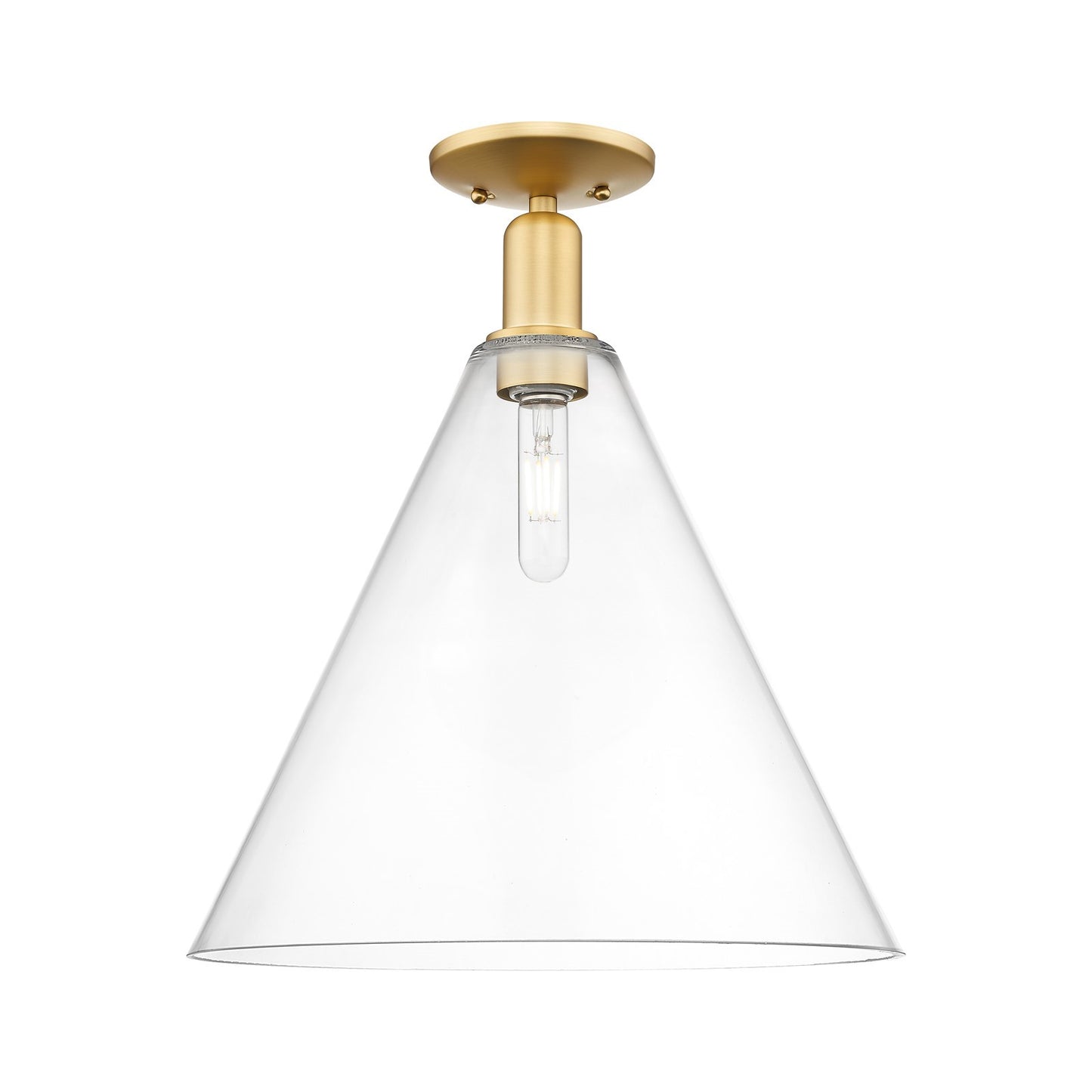Innovations Berkshire Glass 16in 1-Light Semi-Flush | Industrial Satin Gold Steel and Clear Glass | Entryway & Hallway | 16 x 16 | Model 716-1C-SG-GBC-162