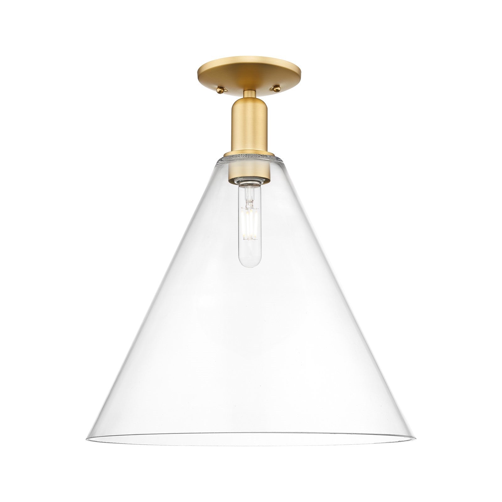 Innovations Berkshire Glass 16in 1-Light Semi-Flush | Industrial Satin Gold Steel and Clear Glass | Entryway & Hallway | 16 x 16 | Model 716-1C-SG-GBC-162