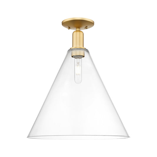 Innovations Berkshire Glass 16in 1-Light Semi-Flush | Industrial Satin Gold Steel and Clear Glass | Entryway & Hallway | 16 x 16 | Model 716-1C-SG-GBC-162