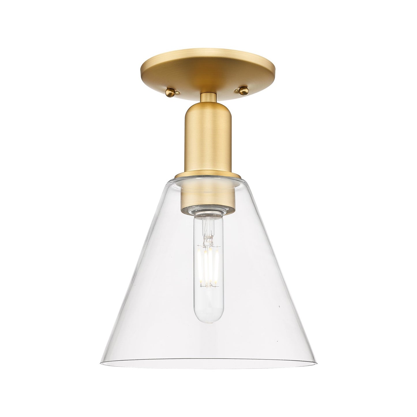 Innovations Berkshire Glass 8in 1-Light Semi-Flush Mount | Industrial Modern Satin Gold Steel and Clear Glass | Entryway & | Model 716-1C-SG-GBC-82