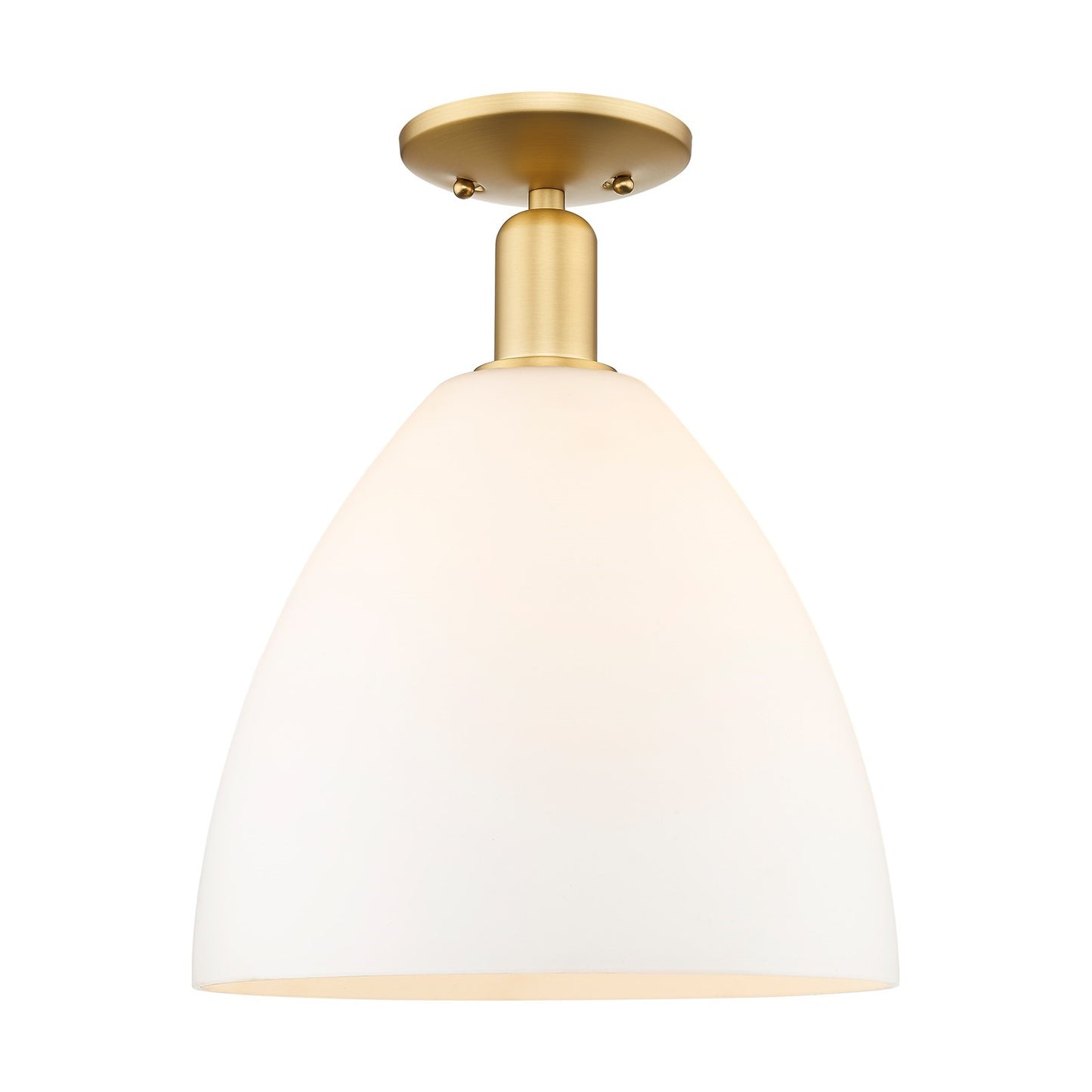 Innovations Bristol 12in 1-Light Semi-Flush Mount | Industrial Satin Gold Steel and Matte White Glass | Entryway & Hallway | 12 | Model 716-1C-SG-GBD-121