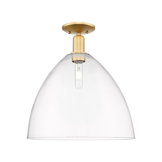 Innovations Bristol 16in 1-Light Semi-Flush Mount | Industrial Satin Gold Steel and Clear Glass | Entryway & Hallway | 16 x 16 x | Model 716-1C-SG-GBD-162
