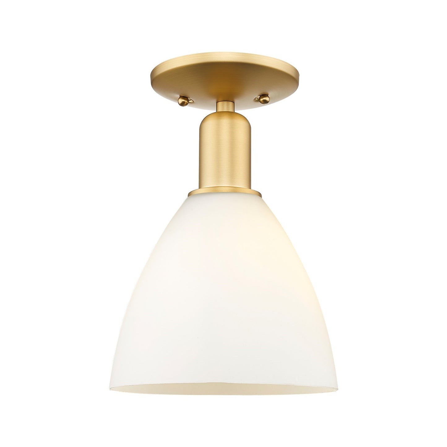 Innovations Bristol 7.5in 1-Light Semi-Flush Mount | Industrial Satin Gold Steel and Matte White Glass | Entryway & Hallway | Model 716-1C-SG-GBD-751