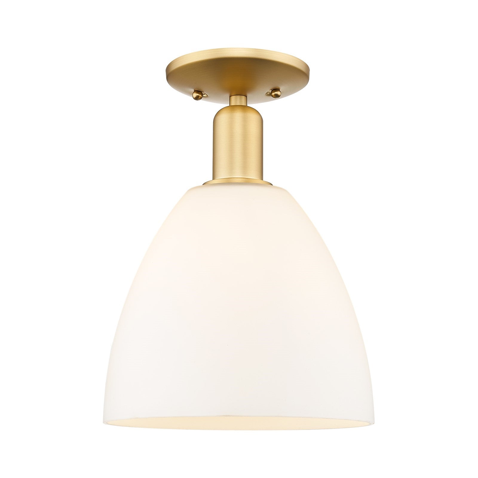 Innovations Bristol 9in 1-Light Semi-Flush Mount | Industrial Satin Gold Steel and Matte White Glass | Entryway & Hallway | 9 x 9 | Model 716-1C-SG-GBD-91