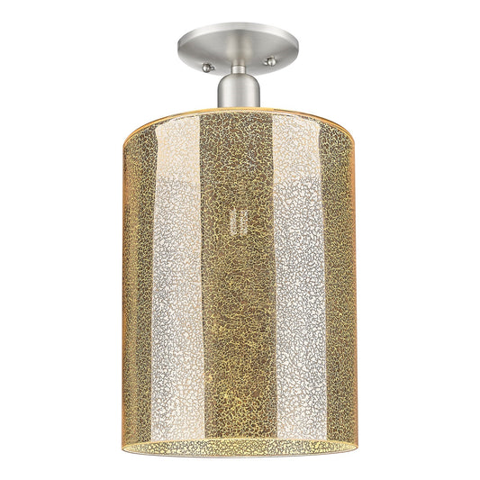 Innovations Cobbleskill 9in 1-Light Semi-Flush Mount | Industrial Brushed Satin Nickel and Mercury Glass | Entryway & Hallway | 9 | Model 716-1C-SN-G116-L