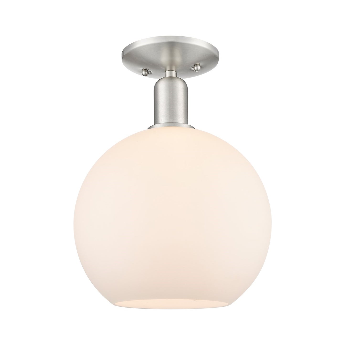 Innovations Athens 10in 1-Light Semi-Flush Mount | Industrial Brushed Satin Nickel and Matte White Glass | Entryway & Hallway | Model 716-1C-SN-G121-10