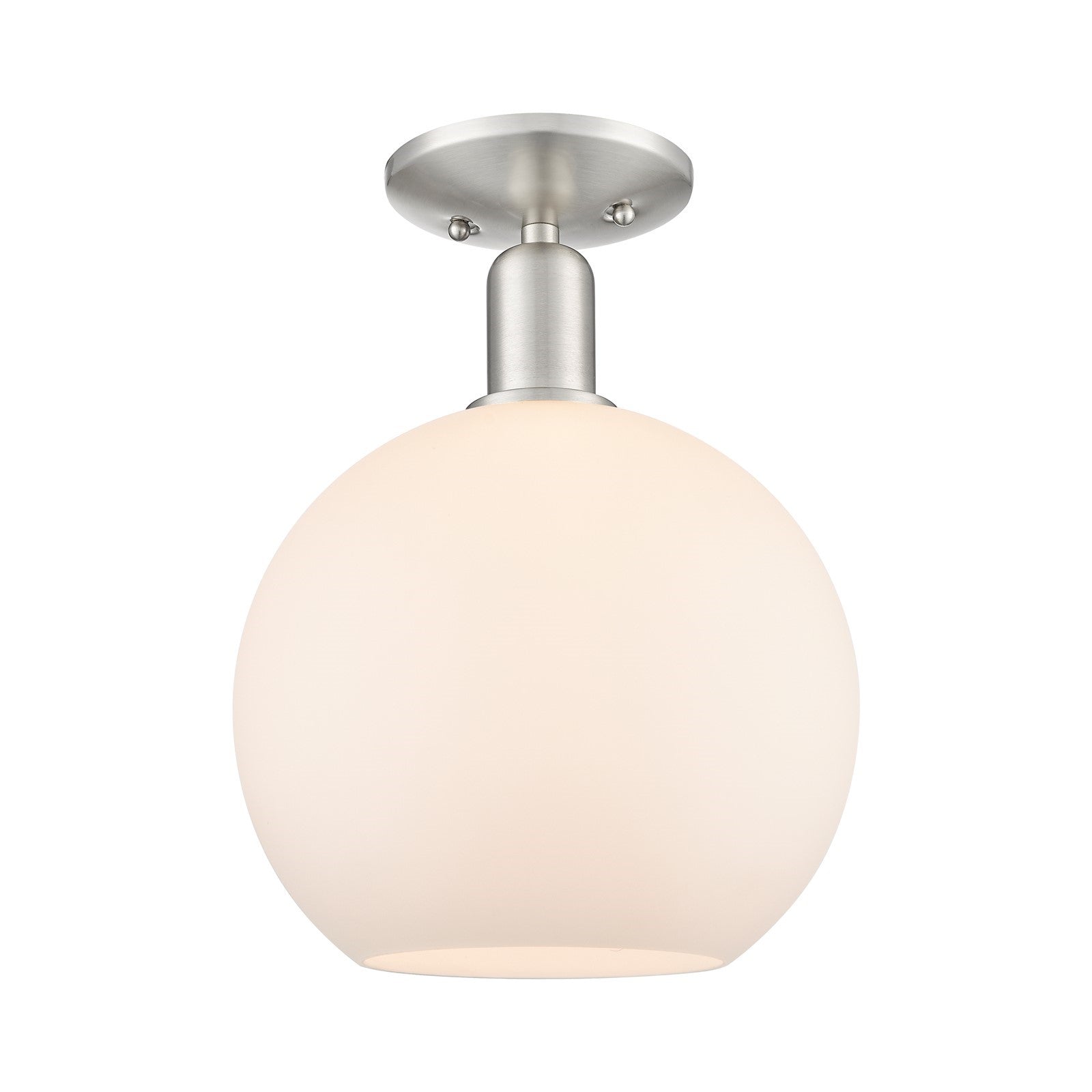 Innovations Athens 10in 1-Light Semi-Flush Mount | Industrial Brushed Satin Nickel and Matte White Glass | Entryway & Hallway | Model 716-1C-SN-G121-10