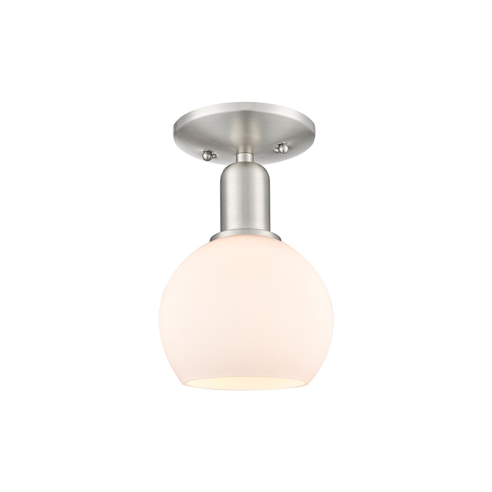 Innovations Athens 6in 1-Light Semi-Flush Mount | Industrial Brushed Satin Nickel and Matte White Glass | Entryway & Hallway | Model 716-1C-SN-G121-6