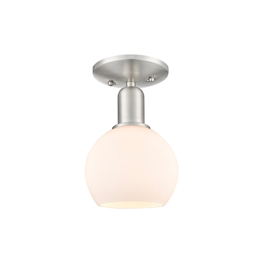 Innovations Athens 6in 1-Light Semi-Flush Mount | Industrial Brushed Satin Nickel and Matte White Glass | Entryway & Hallway | Model 716-1C-SN-G121-6