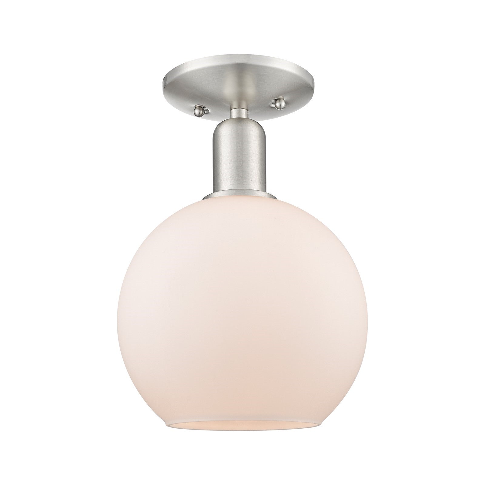 Innovations Athens 8in 1-Light Semi-Flush Mount | Industrial Brushed Satin Nickel and Matte White Glass | Kitchen & Hallway | 8 x | Model 716-1C-SN-G121-8
